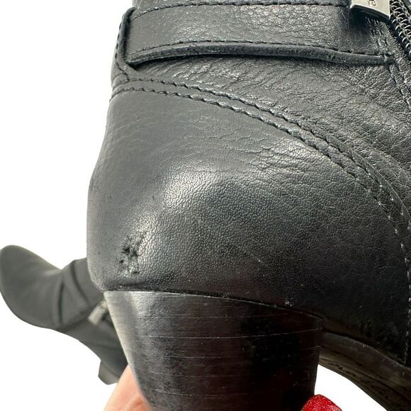 Nurture Ankle Harness Boots Black Leather Size 6 Classic 2.5 In Heel Bootie Shoe - Picture 10 of 13